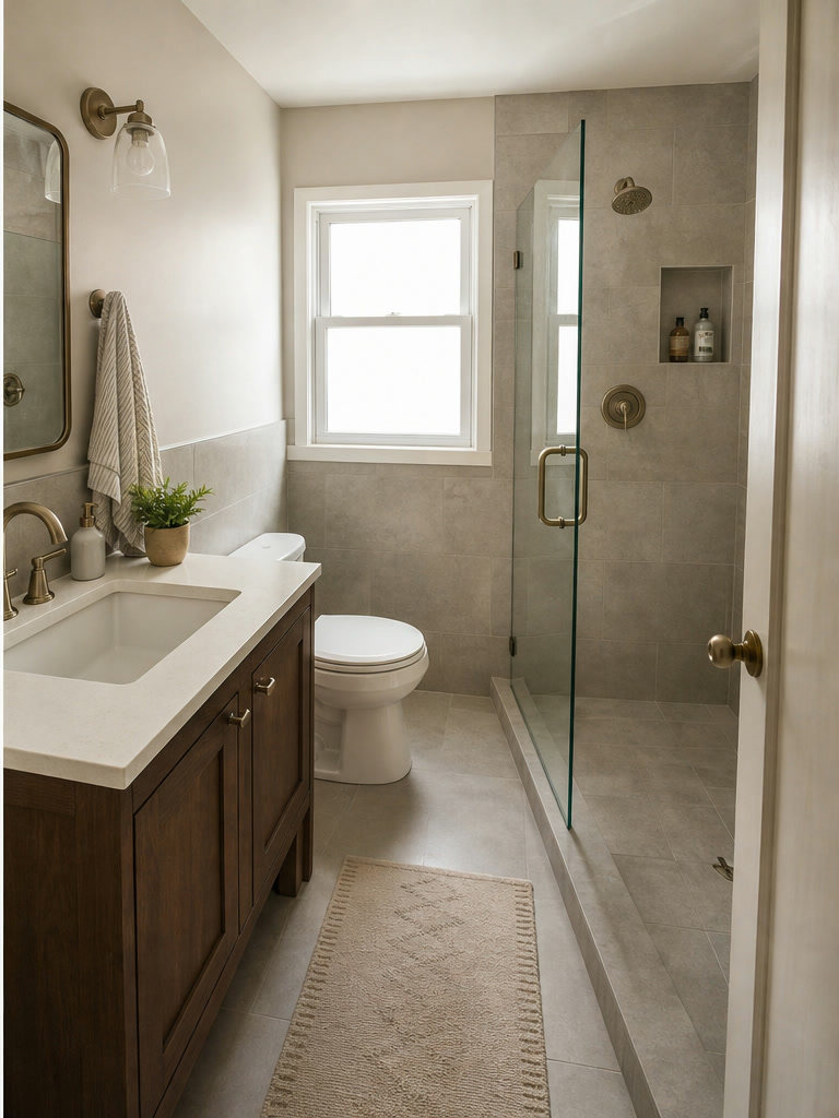 Calm remodeled bathroom