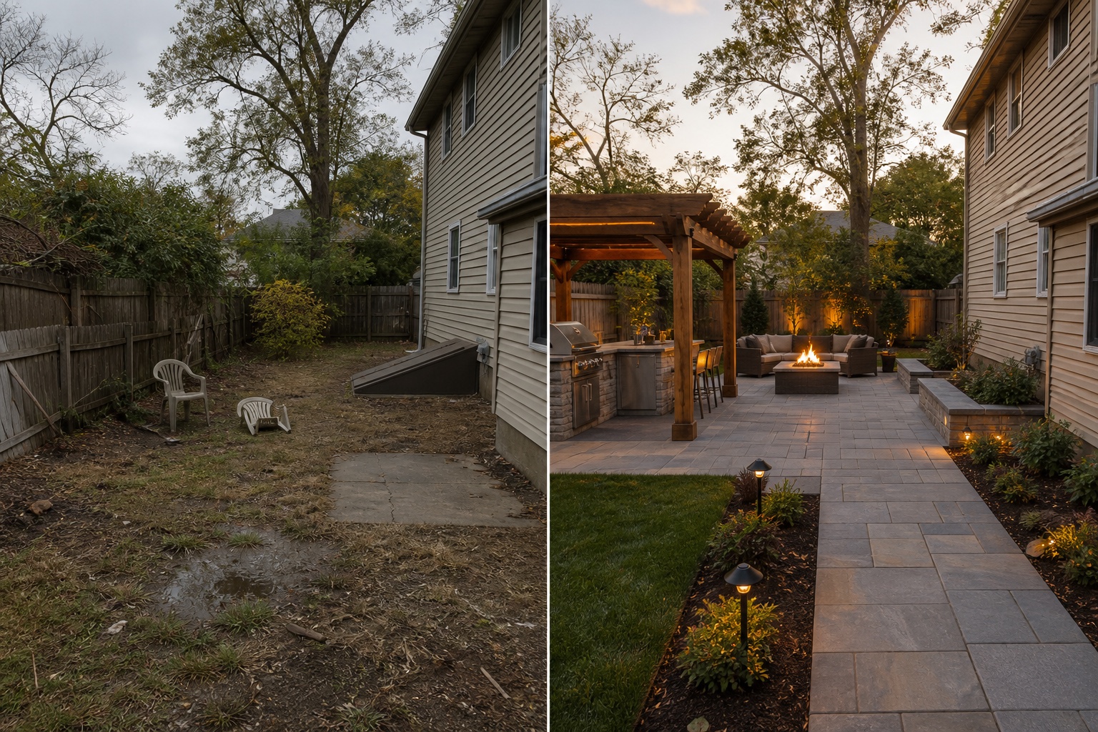 Neglected backyard before construction
